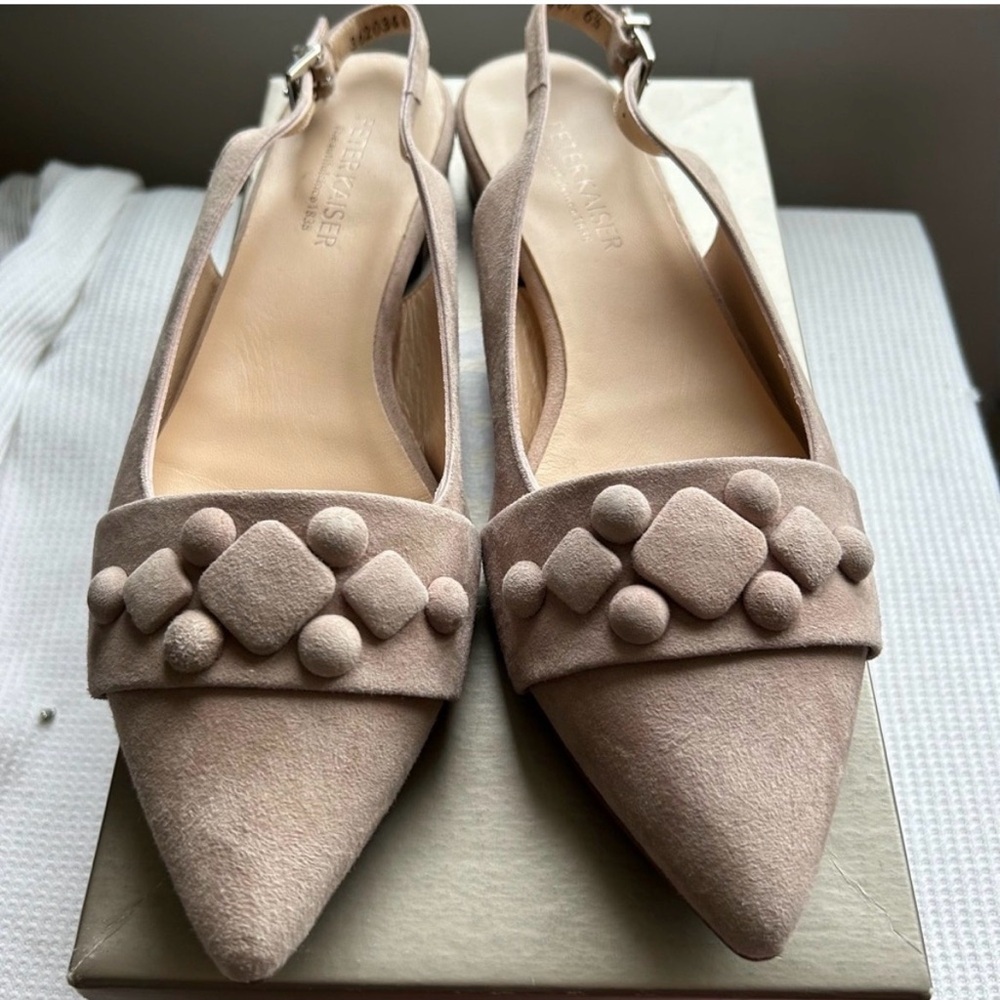 NIB Peter Kaiser Suede Slingback Flats – Geometric Detail – Size 6.5